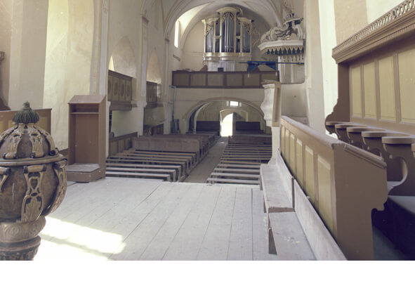 Das Mittelschiff in der Kirchenburg in Großkopisch.