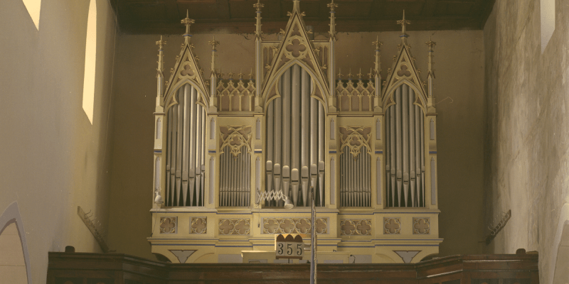 Die Orgel in der Kirchenburg in Malmkrog.