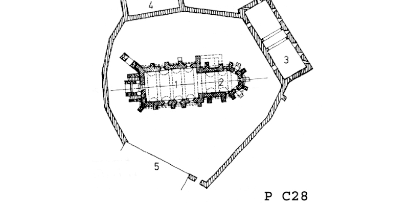 Der Grundriss der Kirchenburg in Seligstadt.