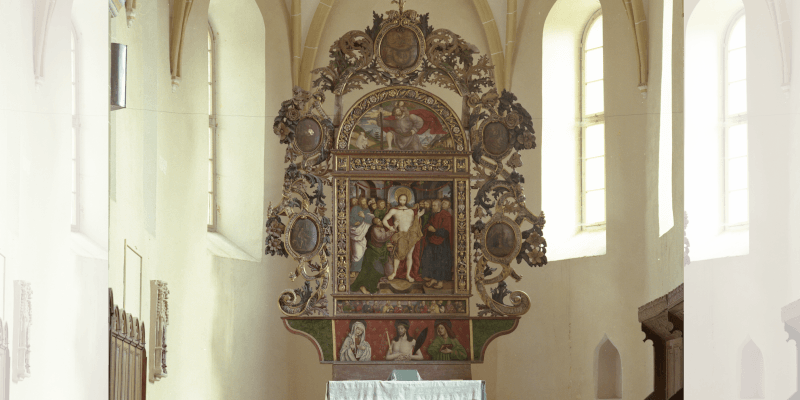 Der Altar in der evangelischen Kirche von Großschenk, Siebenbürgen