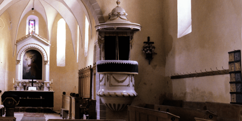 The pulpit in the fortified church in Cincsor.