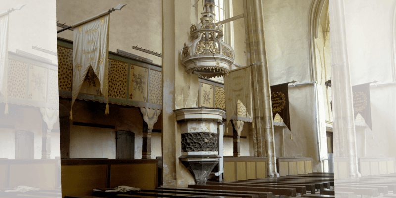 The stone pulpit in Mosna Transylvania