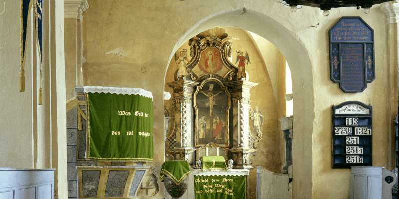 Der Altar in der Kirchenburg in Veseud, Zied, Siebebürgen