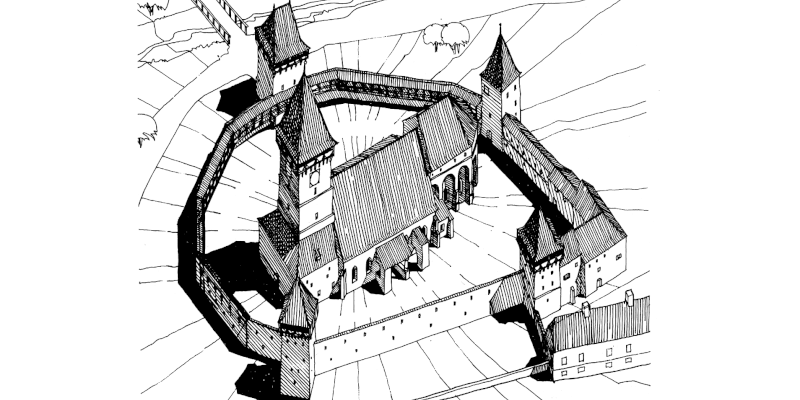 Turnurile bisericii fortificate de la Agnita, Transilvania