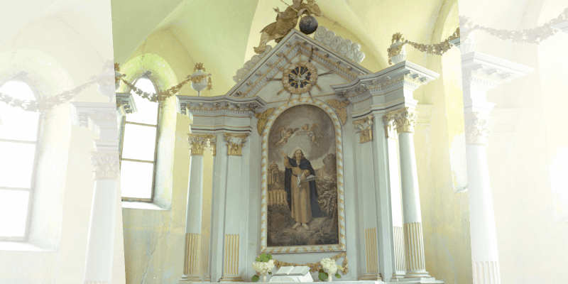 The altar in the fortified church in Pelisor, Transylvania