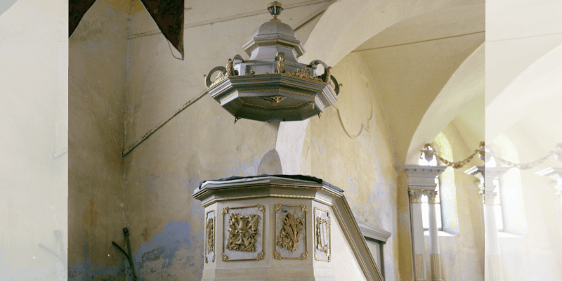 Die Kanzel in der Kirchenburg in Pelisor, Magarei, Siebenbürgen