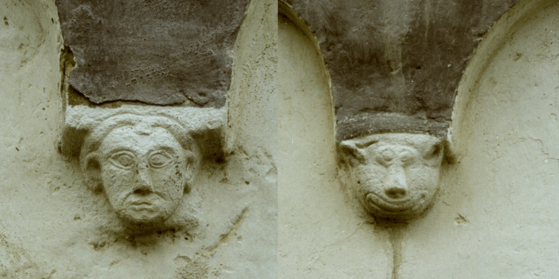 Animal depictions on the apse in the church castle in Nou near Sibiu,  Transylvania