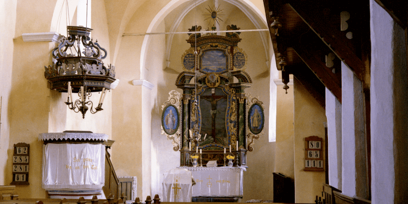 Altar in the fortified church of Nou near Sibiu, Transylvania