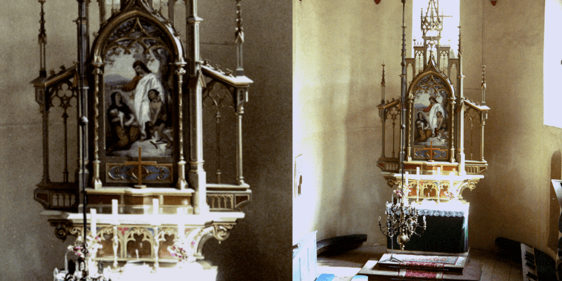 The altar in the church castle in Gu?teri?a, Transylvania