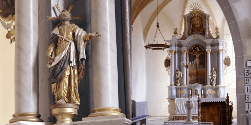 Ein Bild des Altars in der Kirchenburg in Mardisch, Moard??, Siebenbürgen