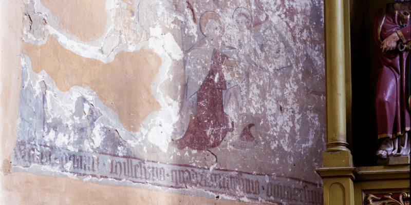 Wandmallereiein in der Kirchenburg von Pretai, Brateiu, neben Mediasch in Siebenbürgen