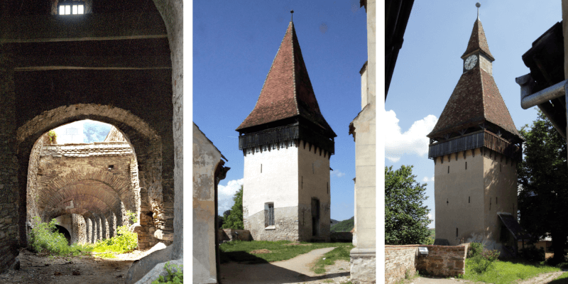 Die Türme dienten der Verteidigung in der Kirchenburg  in Birthälm.