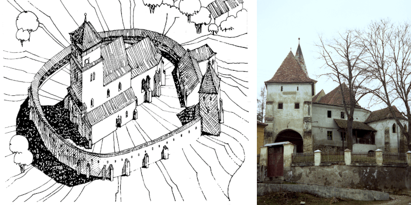 The defensive fortifications of the fortified church of Curciu in Transylvania