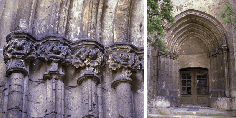 The west portal of the fortified church in Igisu Nou in Transylvania