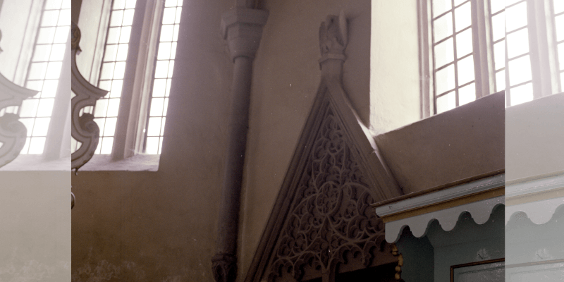 Sitting niche in the fortified church of Igisu Nou in Transylvania