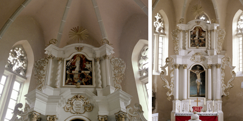 The baroque altar in the fortified church in Igisu Nou in Transylvania