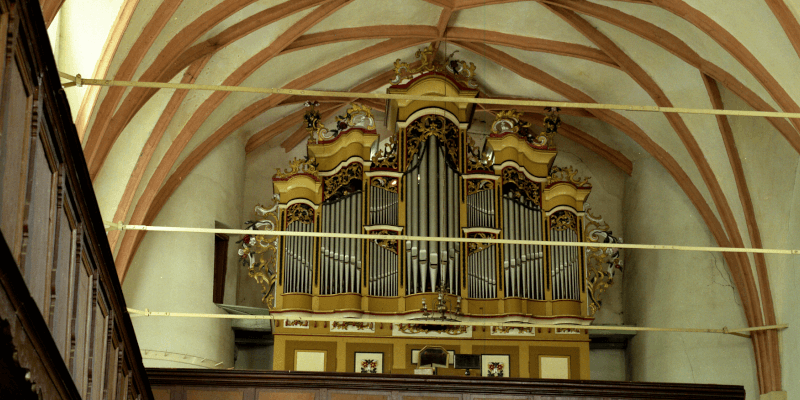 The organ of the fortified church in Saschiz in Transiylvania