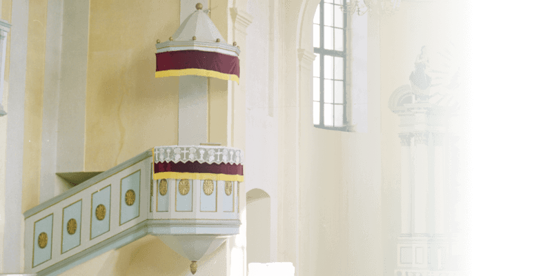 The Pulpit in the fortified church in Nadis in Transylvania