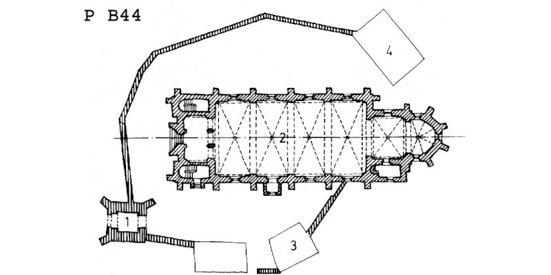 Planul bisericii fortificate din Senereus in Transilvania