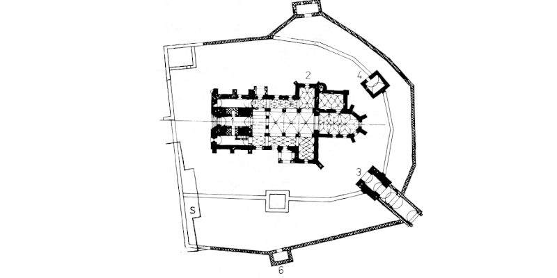 Der Grundriss der Kirchenburg in Atel/Hetzeldorf in Siebenbuergen