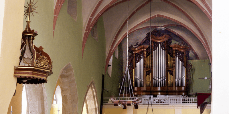 The organ of the fortified church of Atel in Transylvania