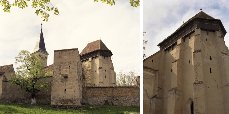 Corul bisericii fortificate din Balcaciu, în Transilvania.