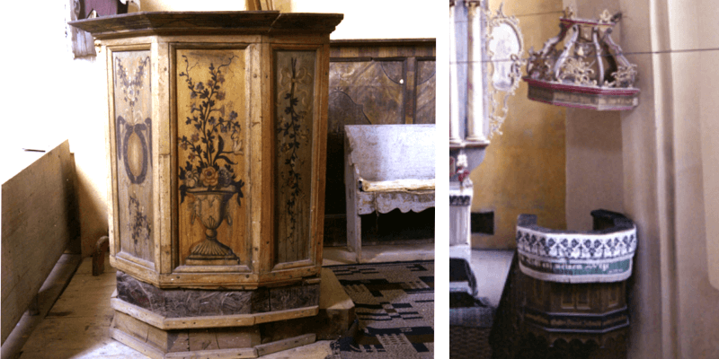 Pulpits in the fortified church in Boian in Transylvania