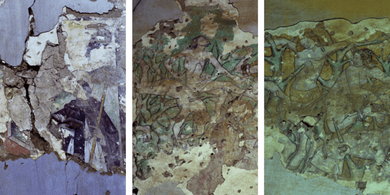 Wall paintings in the fortified church in Boian in Transylvania