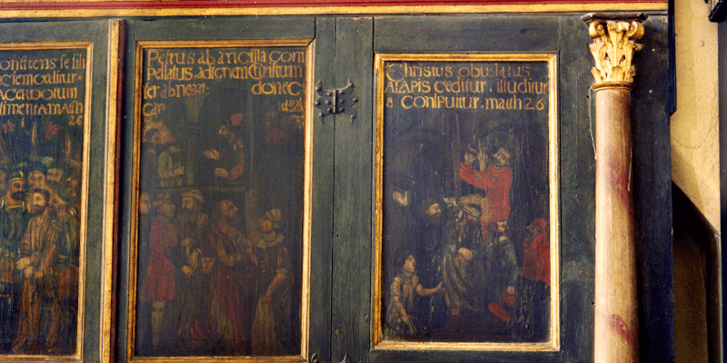 The old altar of the fortified church in Seica Mica in Transylvania