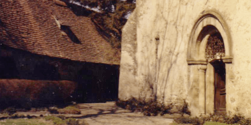 The west portal of the fortified church in Cisnadie/ Heltau in Transylvania