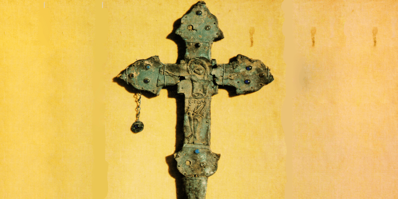 The cross in the fortified church in Cisnadie / Heltau in Transylvania
