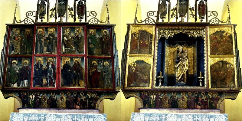 The Braller/Bruiu altar in the fortified church in Cisnadie/ Heltau in Transylvania