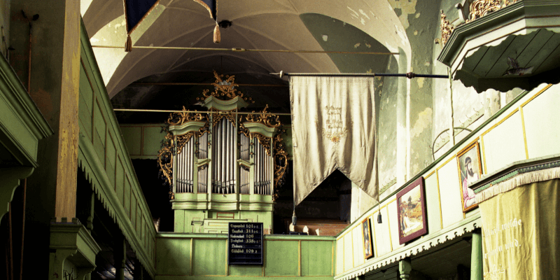 Organ in the fortified church in Tarnava in Transylvania