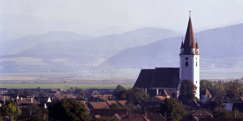 The Bell Tower of the fortified church in Cristian/Grossau in Transylvania