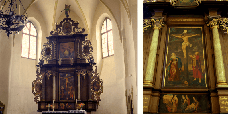 The altar in the fortified church in Cristian/Grossau in Transylvania