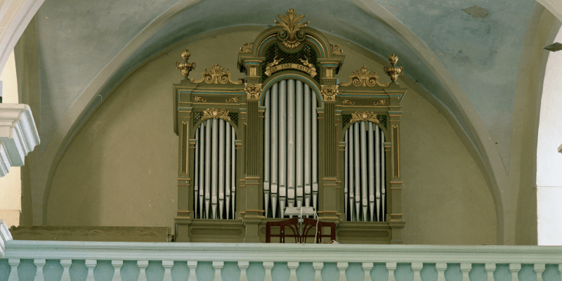 Die Orgel der Kirchenburg in Reussmarkt/Miercurea Sibiului in Siebenbuergen