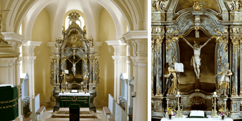 The altar in the fortified church in Reussmarkt/Miercurea Sibiului in Transylvania