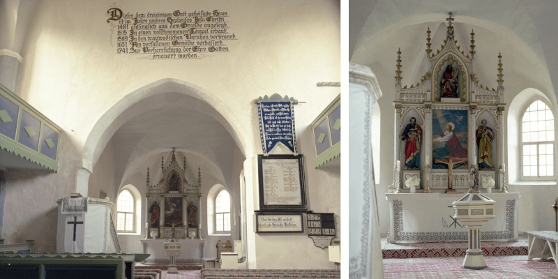 Der Altar in der Kirchenburg in Dobring in Siebenbuergen