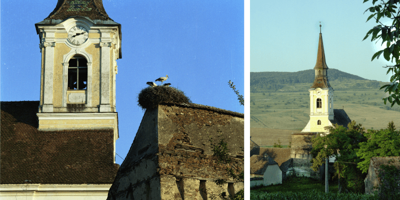 The bell tower in the fortified church in Crit in Transylvania