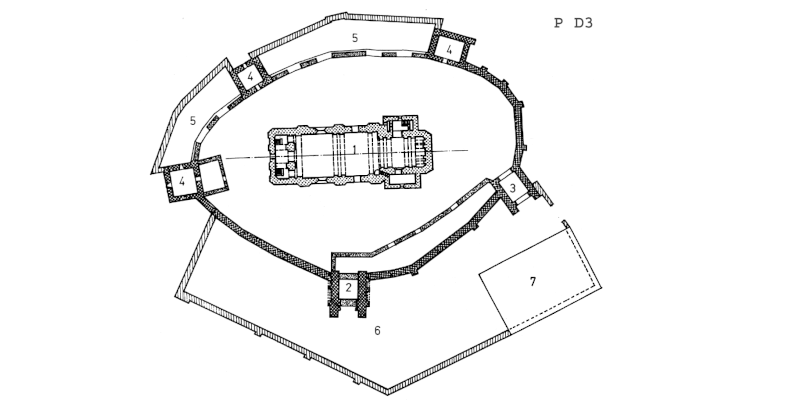 The construction plan of the fortified church in Crit in Transylvania