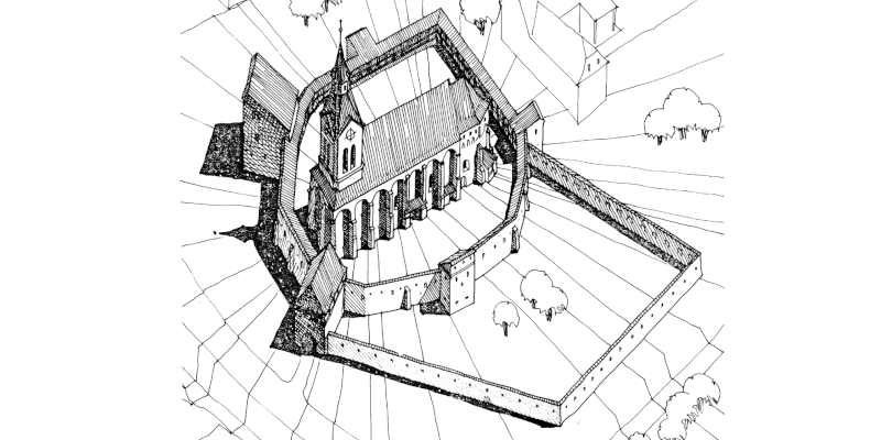 O reconstructie istorica a bisericii fortificate din Bunesti, in Transilvania