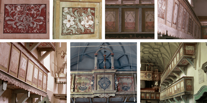 The galleries in the fortified church in Bunesti in Transylvania