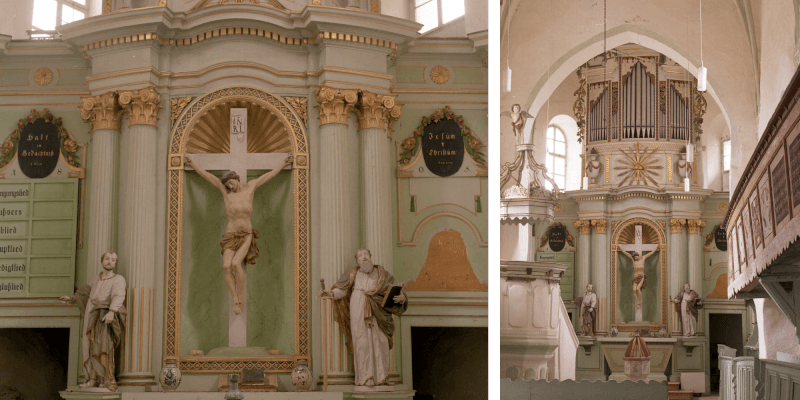 The altar in the fortified church in Bunesti in Transylvania