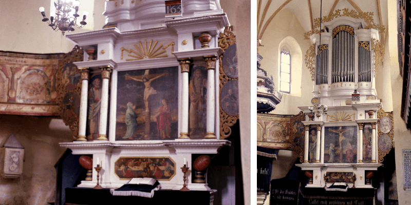 Der Altar in der Kirchenburg in Klosdorf, Cloasterf in Siebenbuergen