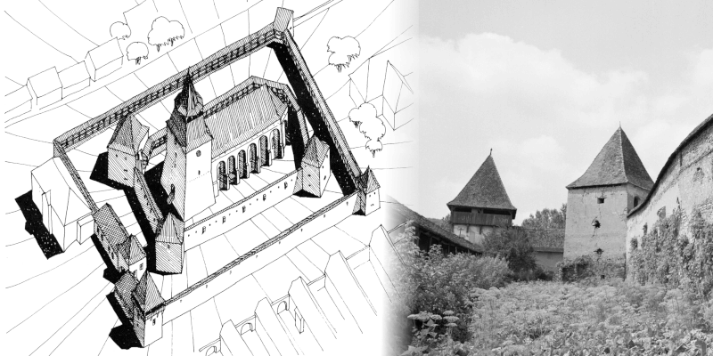 Die Ringmauer der Kirchenburg in Archita / Arkeden in Siebenbuergen