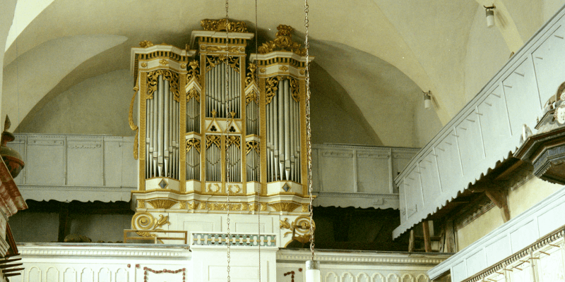 The organ in the fortified church in Roades in Transylvania