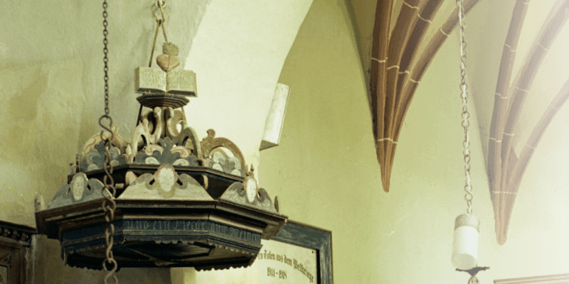 The pulpit lid in the fortified church in Roades in Transylvania