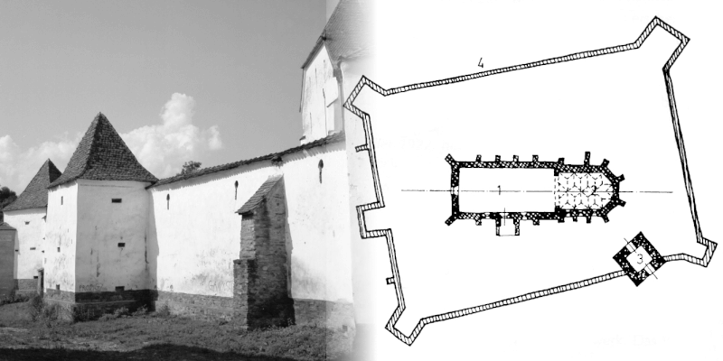 Zidul bisericii fortificate din Darjiu in Transilvania