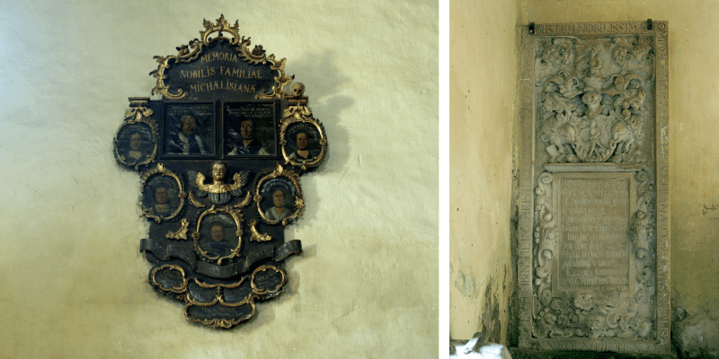 Memorial plaques in the church in Reps / Rupea in Transylvania