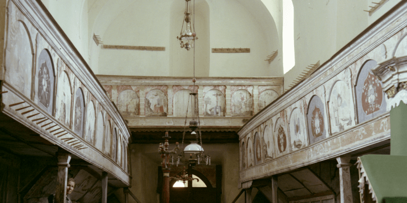 The galleries in the fortified church in Beia in Transylvania